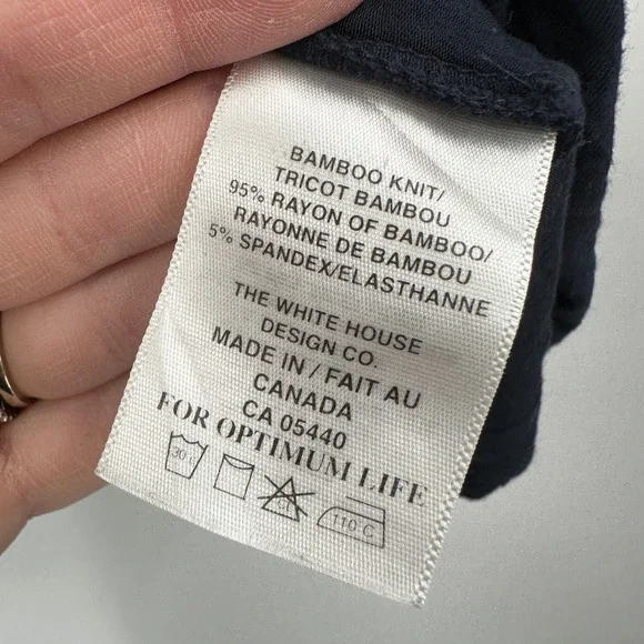 Sympli Womens Bamboo Knit V-Neck Dolman Sleeve Relaxed Top Navy Large Minimalist - Picture 5 of 9